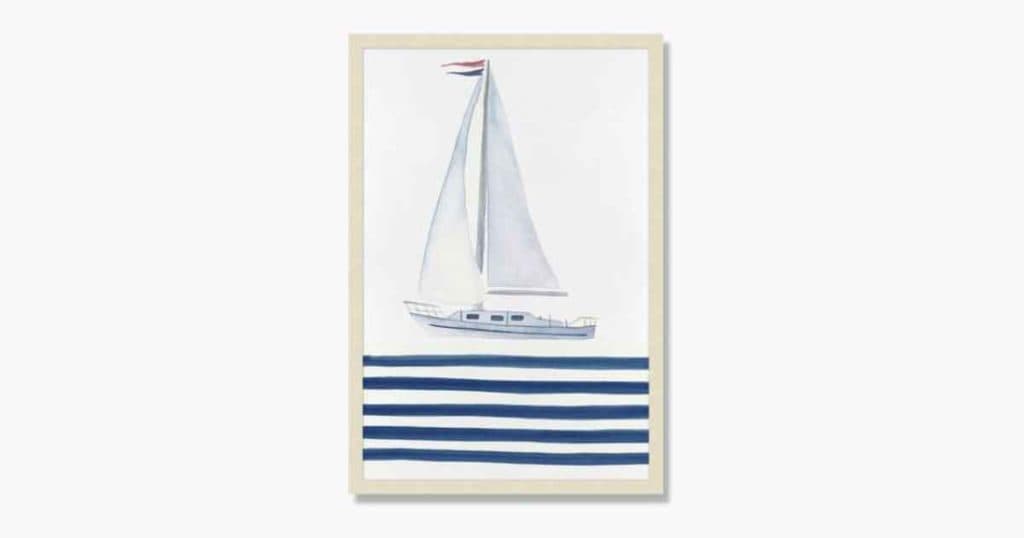 Nautical coastal art sailboat