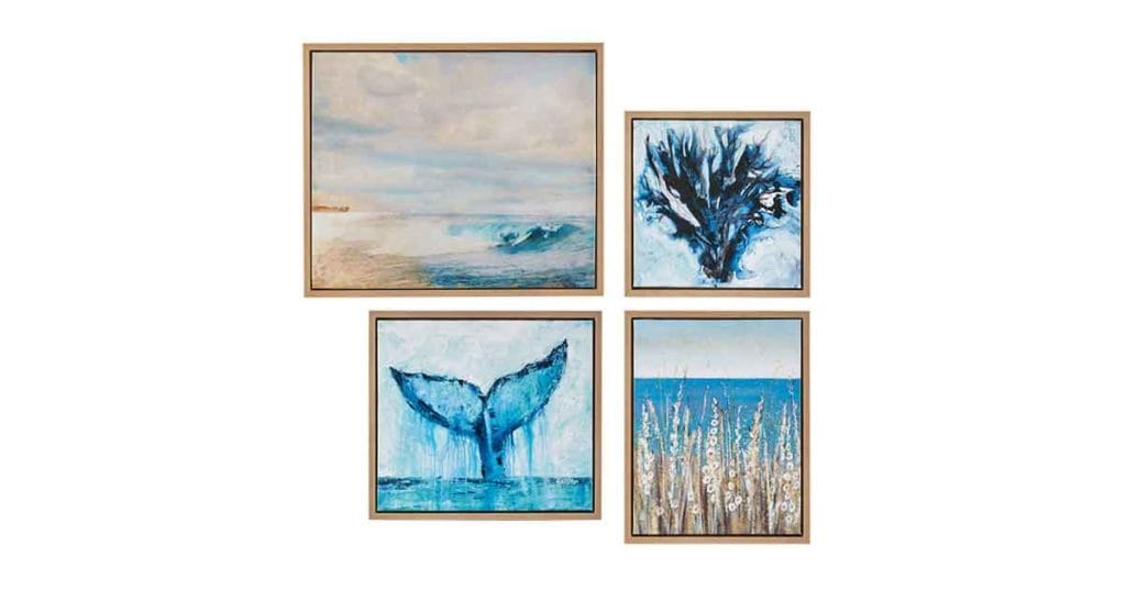 Seascape 4 piece framed canvas wall art set