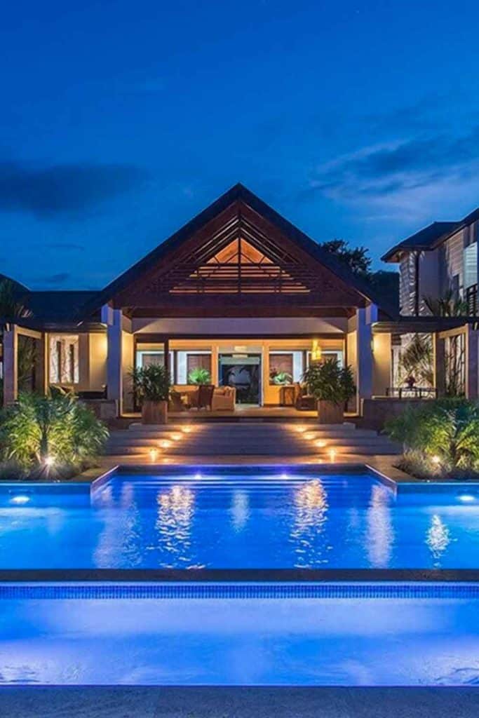 Tropical houses in jamaica at night