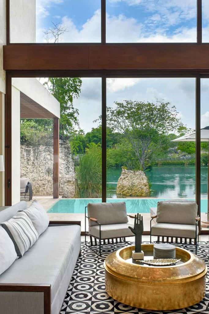Tropical houses in riviera maya living room