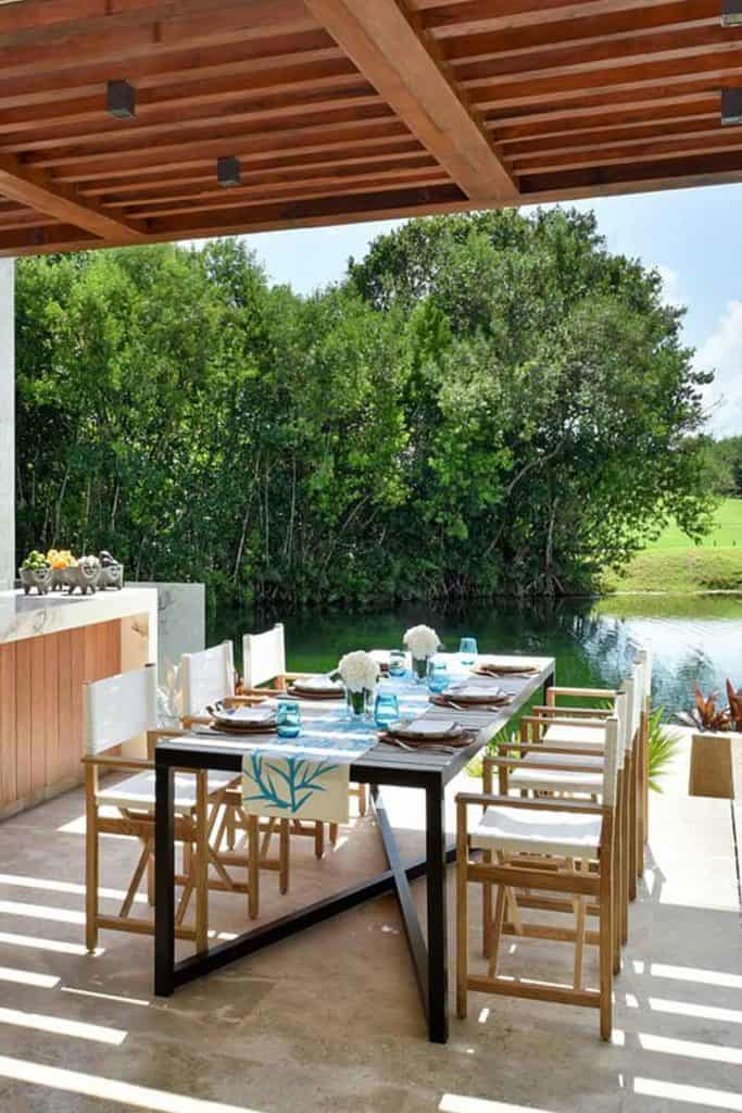 Tropical houses in riviera maya outdoor dining area