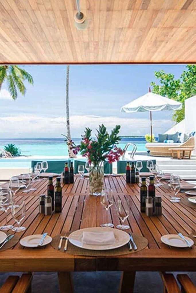 Tropical houses in the maldives outdoor dining