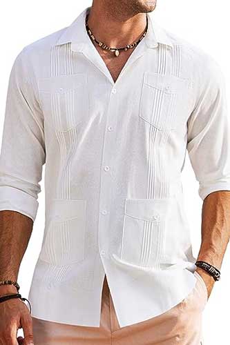 Tropical Outfit For Men White Linen Shirt