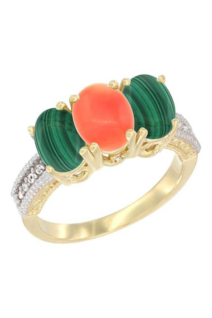 Beachy Jewelry Malachite Coral Ring