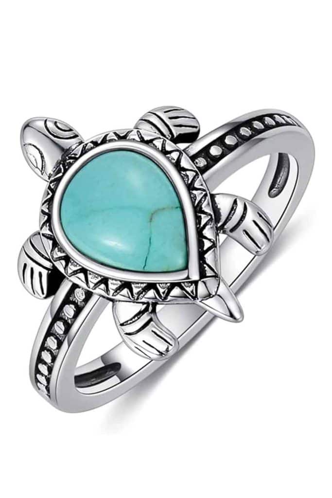 Beachy Jewelry Teal Turtle Ring