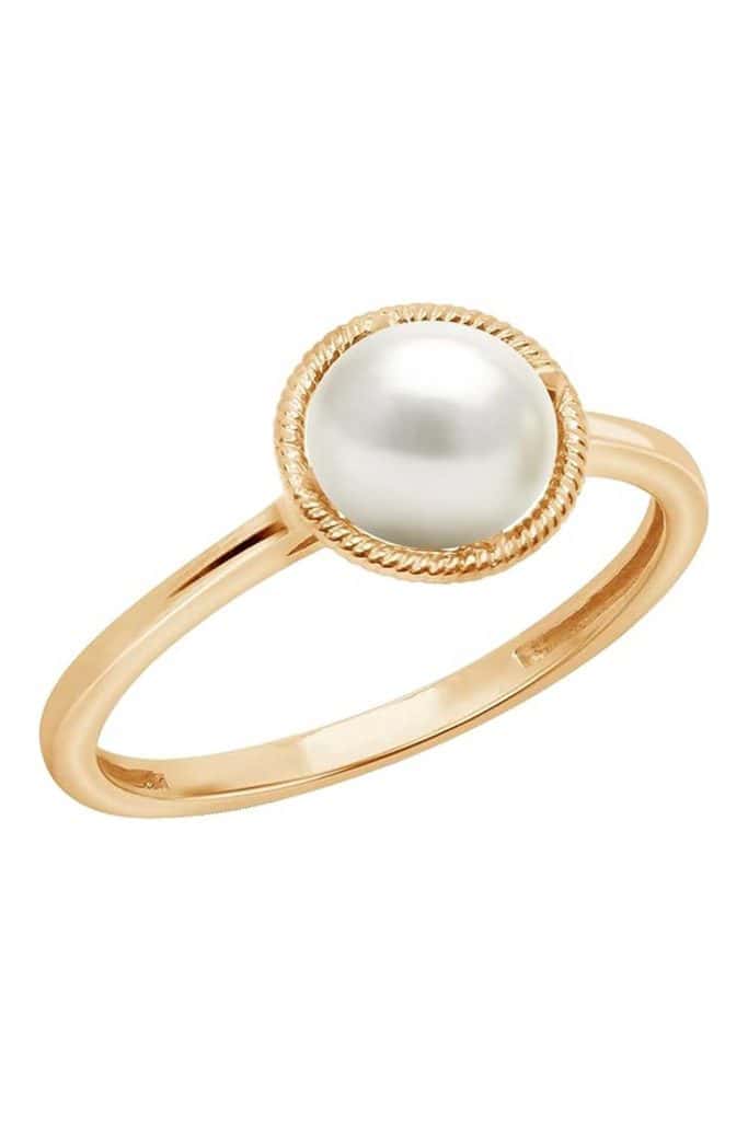 Beachy Jewelry White Pearl Gold Ring