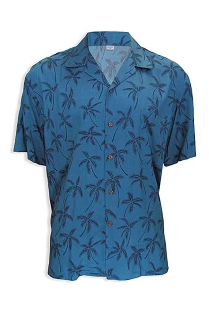 Tropical Shirts For Men Blue Hawaiian Shirt With Palm Trees