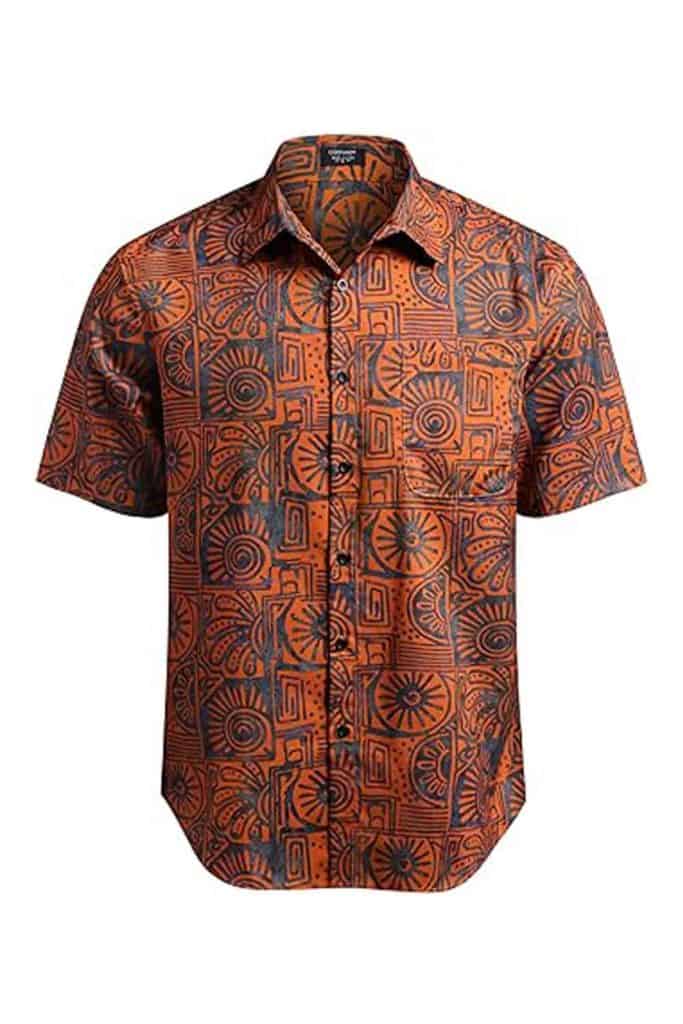 Tropical Shirts For Men Orange Aloha Shirt