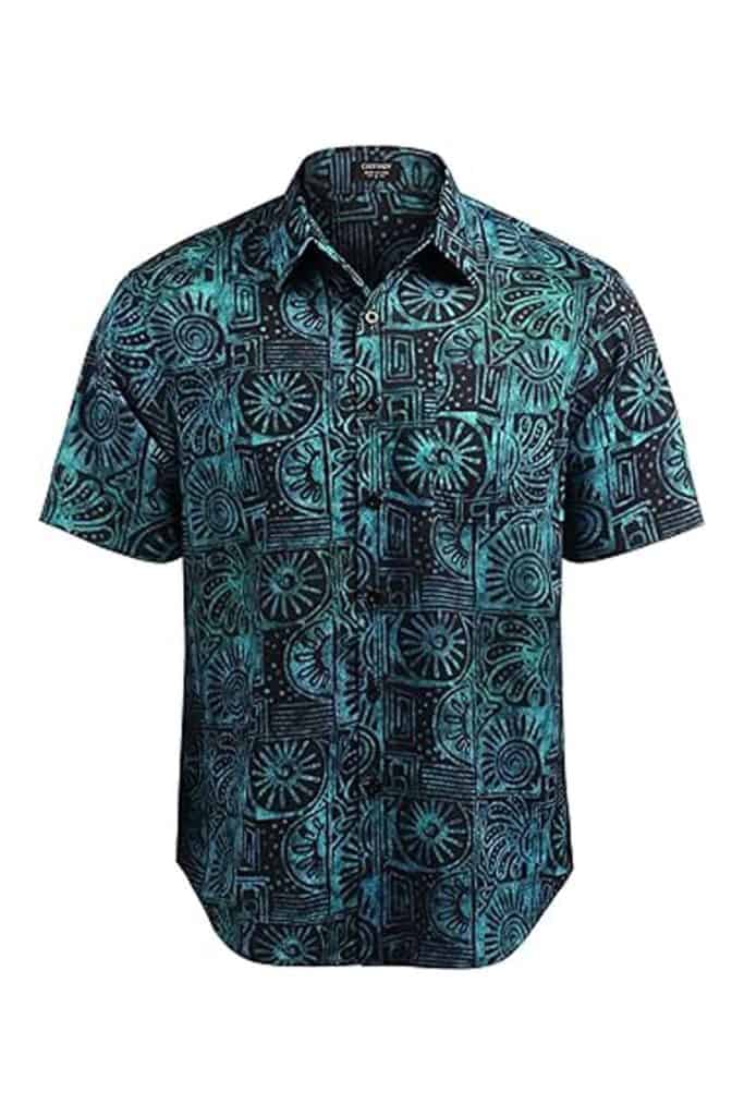 Tropical Shirts For Men Teal Aloha Shirt