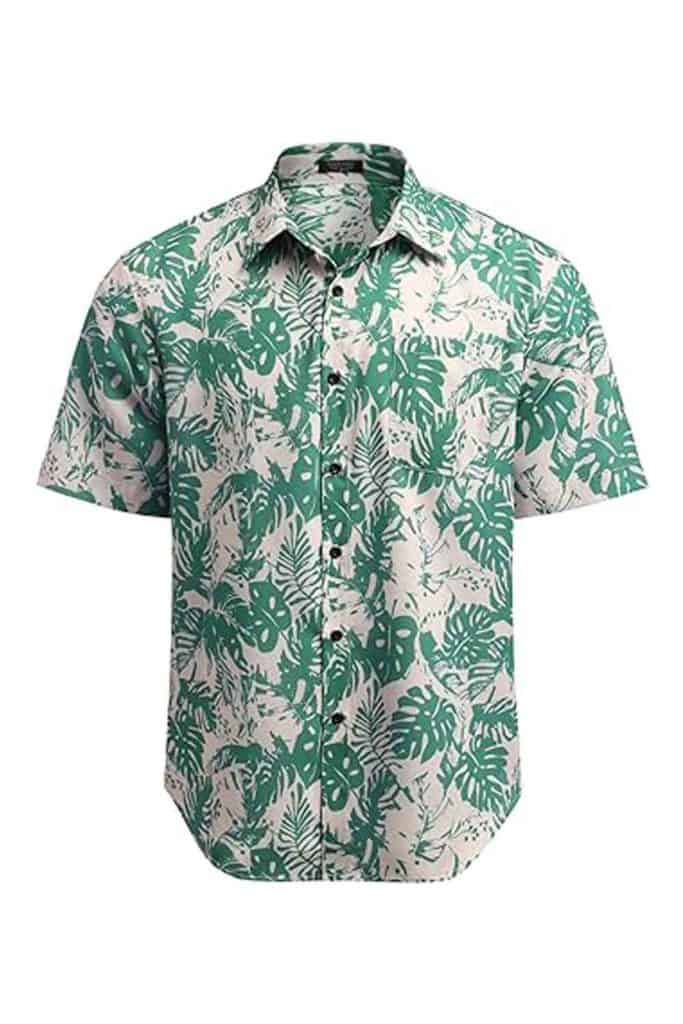 Tropical Shirts For Men With Green Leaves