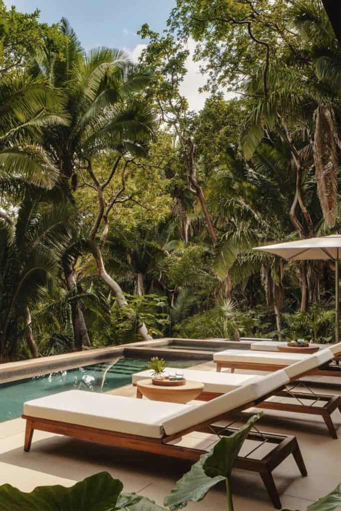One And Only Mandarina Villa Jaguar Pool Sunbeds